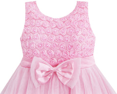 Girls Dress Pink Rose Pageant Tull Wedding Size 2-10 Years