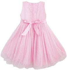 Girls Dress Pink Rose Pageant Tull Wedding Size 2-10 Years