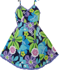 Girls Dress Purple Trim Flower Party Princess Christmasren Size 4-12 Years