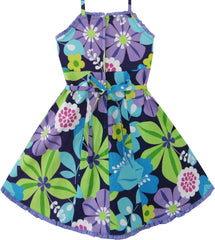 Girls Dress Purple Trim Flower Party Princess Christmasren Size 4-12 Years