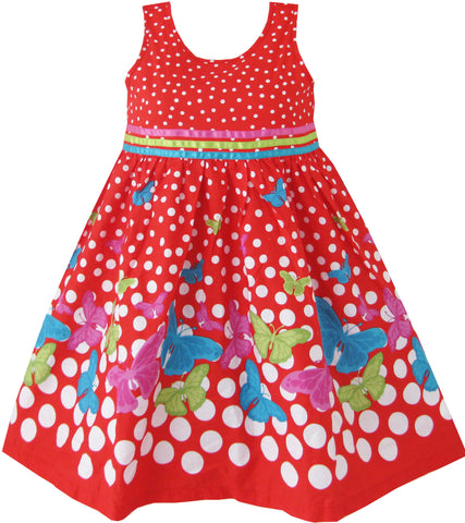 Girls Dress Red Butterfly Party Wedding Christmas Size 4-12 Years
