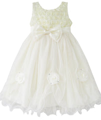 Girls Dress Rose Flower Cream Wedding Pageant Party Size 2-10 Years