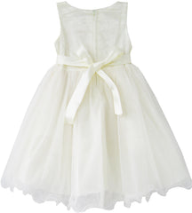 Girls Dress Rose Flower Cream Wedding Pageant Party Size 2-10 Years