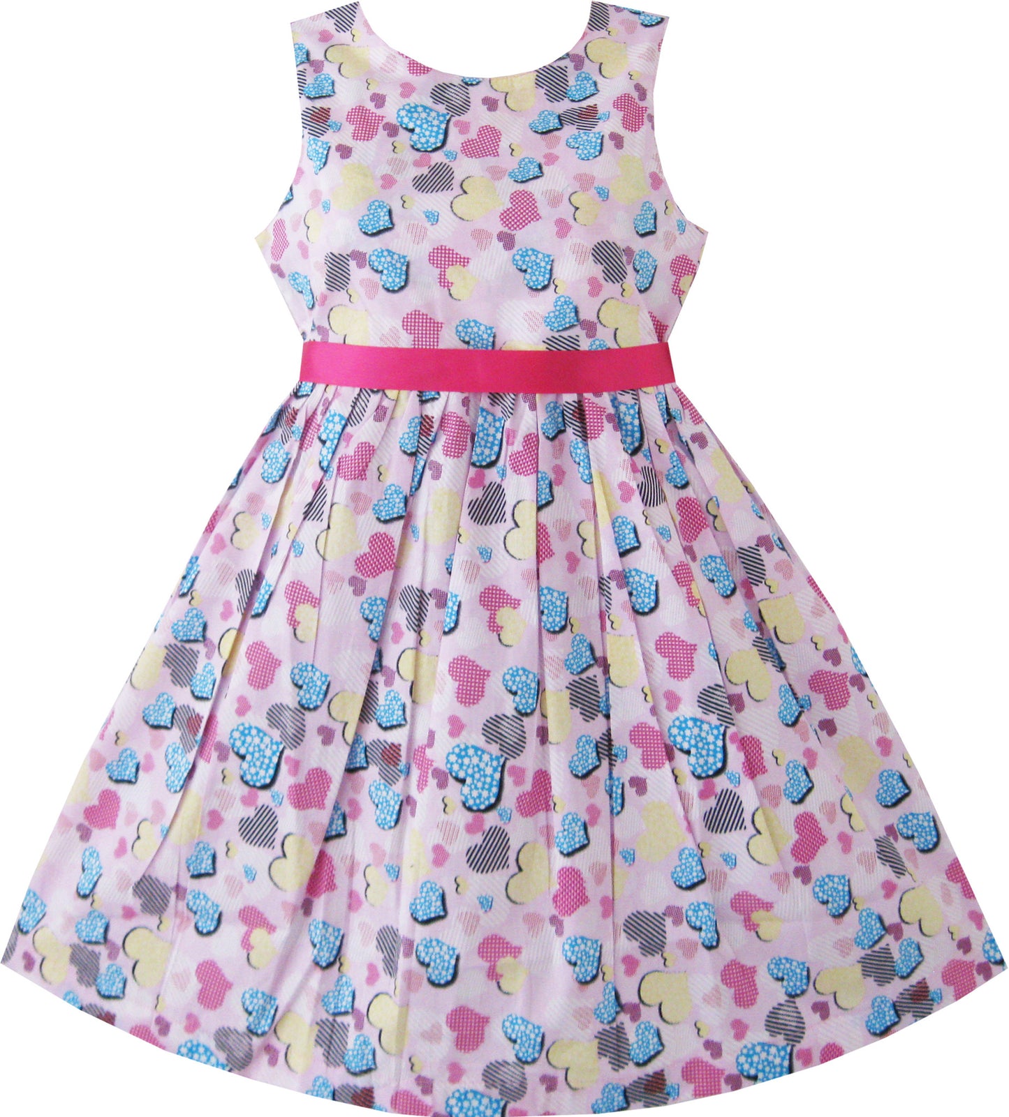 Girls Dress Blue Heart Love Birthday Party Size 2-10 Years