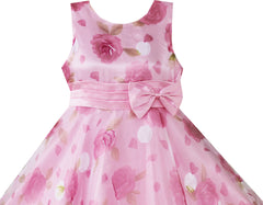 Girls Dress Pink Flower Multi-layers Wedding Pageant Size 3-8 Years