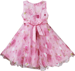 Girls Dress Pink Flower Multi-layers Wedding Pageant Size 3-8 Years