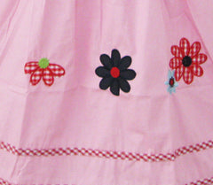Girls Dress Pink Tartan Embroidered Flower Party Size 4-10 Years