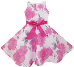 Girls Dress Pink Floral Party Wedding Size 4-12 Years