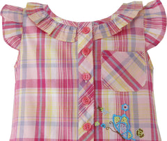 Girls Top T-shirt Plaids Embroidered Butterfly Child Clothes Size 2-6 Years
