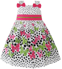 Girls Dress Butterfly Print Dot Green Party Size 2-8 Years