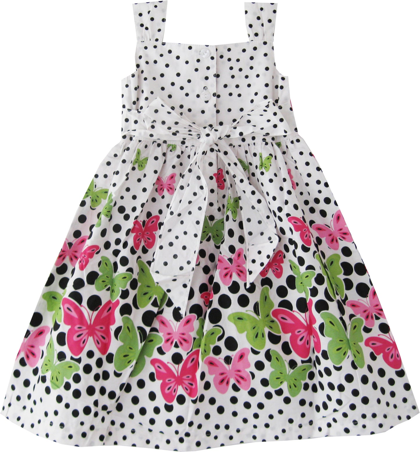 Girls Dress Butterfly Print Dot Green Party Size 2-8 Years