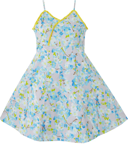 Girls Dress Yellow Pleated Flower Tank Party Size 4-12 Years