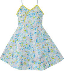 Girls Dress Yellow Pleated Flower Tank Party Size 4-12 Years