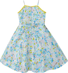 Girls Dress Yellow Pleated Flower Tank Party Size 4-12 Years