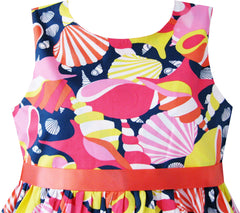 Girls Dress Colorful Shell Cute Print School Size 2-10 Years