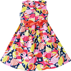 Girls Dress Colorful Shell Cute Print School Size 2-10 Years