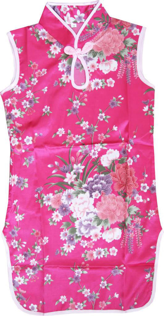 Girls Dress Artificial Silk Cheongsam Hot Pink Children Clothing Size 12M-8 Years