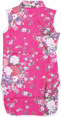 Girls Dress Artificial Silk Cheongsam Hot Pink Children Clothing Size 12M-8 Years