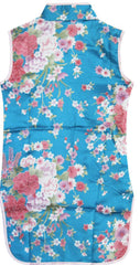 Girls Dress Blue Flower Silk Cheongsam Chinese Children Clothing Size 12M-8 Years