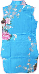 Girls Dress Blue Peacock Silk Cheongsam Chinese Children Clothing Size 12M-8 Years