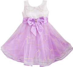 Kids Girls Dress Bridesmaid Tulle Party Wedding Pageant Size 2-10 Years Purple