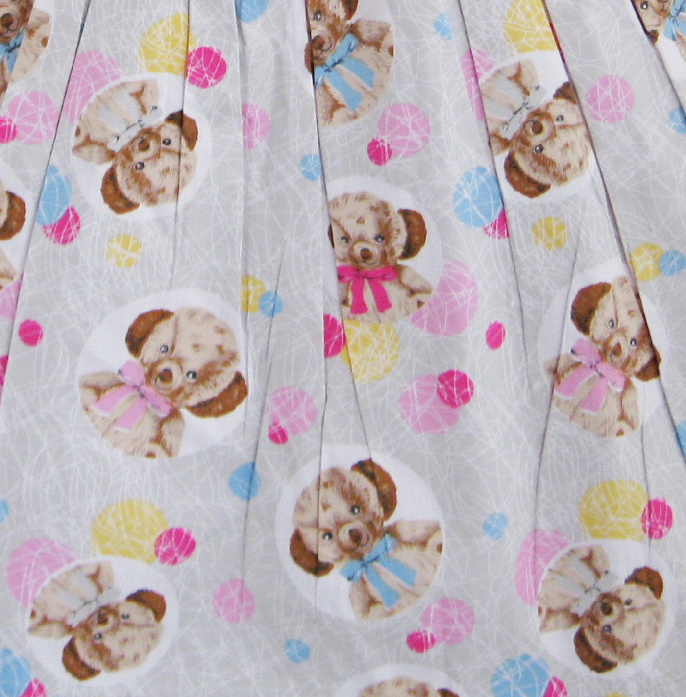 Kids Girls Bear Print Dress School Size 2-10 Years Grey