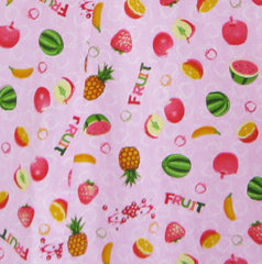 Kids Girls Fruit Print Dress Hem Trimmed Party Princess Size 4-12 Years Pink