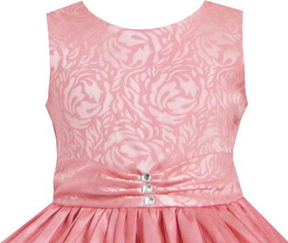Sunny Fashion Girls Pink Satin Bow Party Dress