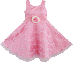 3 Layers Girls Dress Pink Feather Tulle Bridesmaid Size 4-12 Years