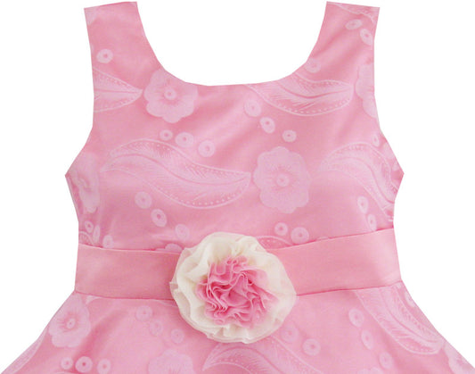 3 Layers Girls Dress Pink Feather Tulle Bridesmaid Size 4-12 Years