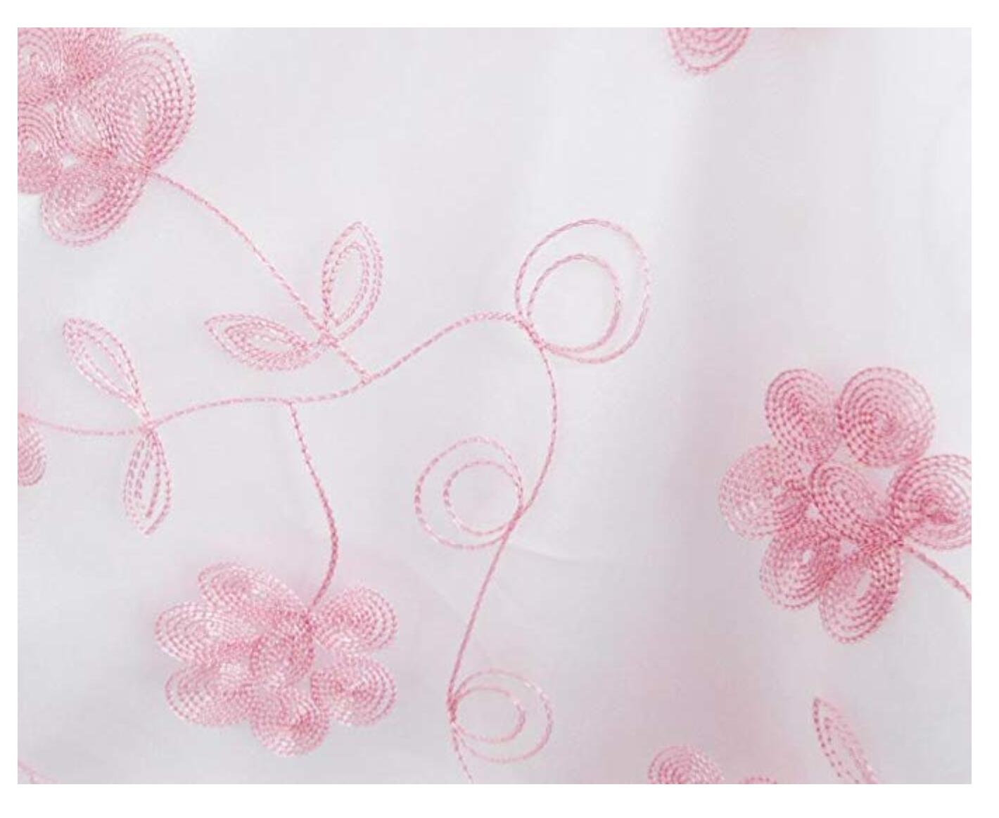 3 Layers Girls Dress Pink Embroidered Flower Tulle Bridesmaid Party Kids Size 4-12 Years