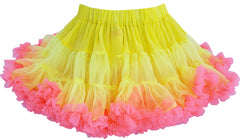 Girls Dress Yellow Tutu Dancing Pink Trim Pageant Party Kids Clothes Size 2-7 Years