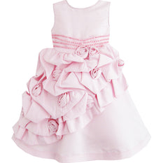 Girls Dress Pink Flower Trimmed Wedding Children Clothes Size 12M-5 Years