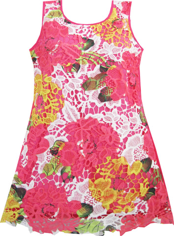 Girls Dress Flower Lace A-lined Party Dancing Size 6-9 Years