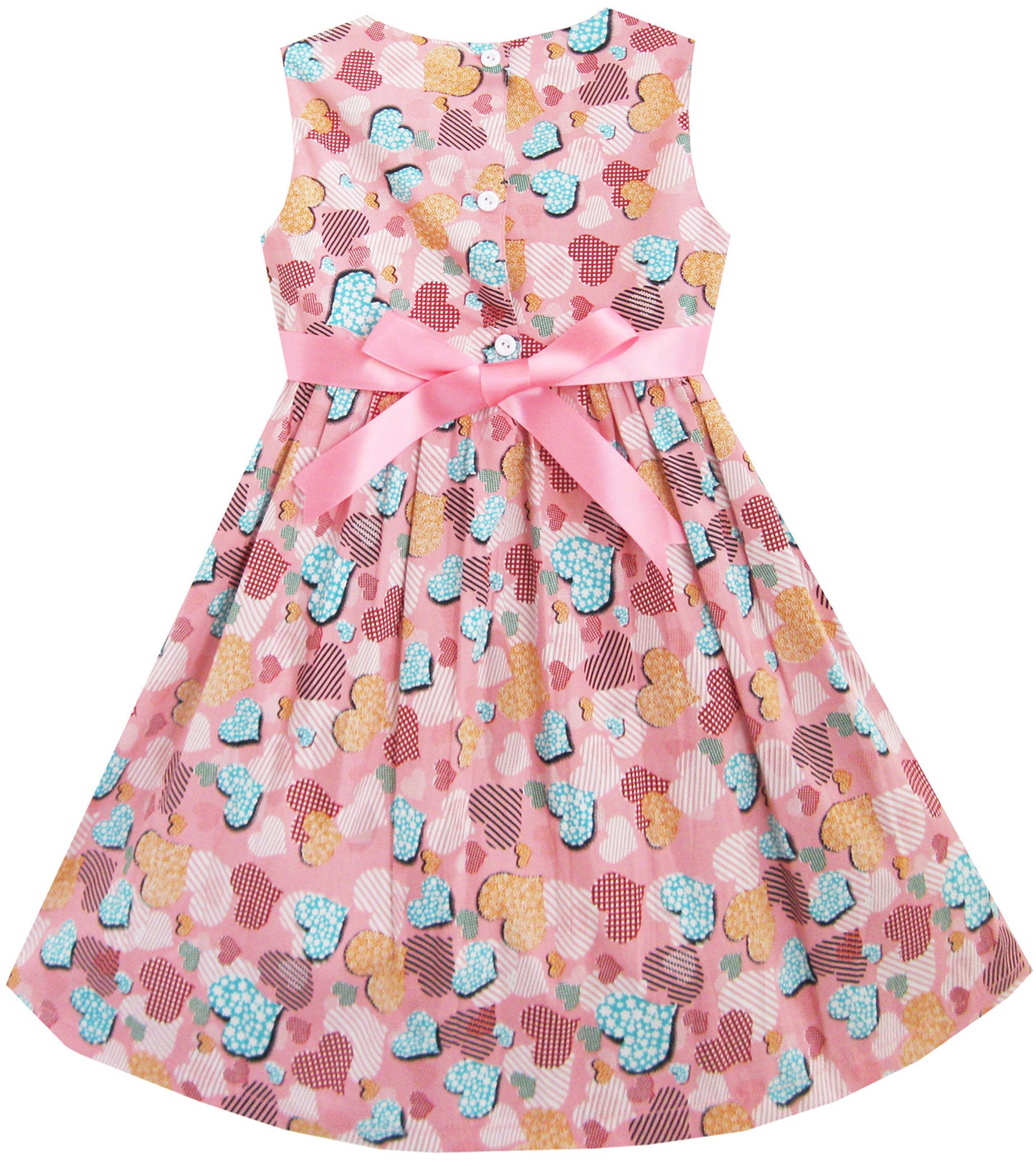Girls Dress Heart Print Belt Party School Size 2-10 Years