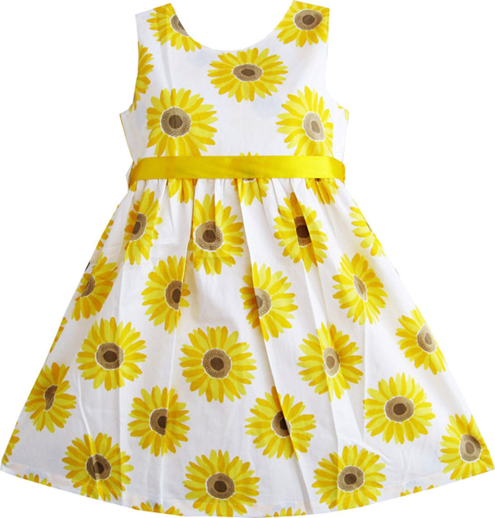 Girls Dress Yellow Sunflower School Party Size 2-10 Years