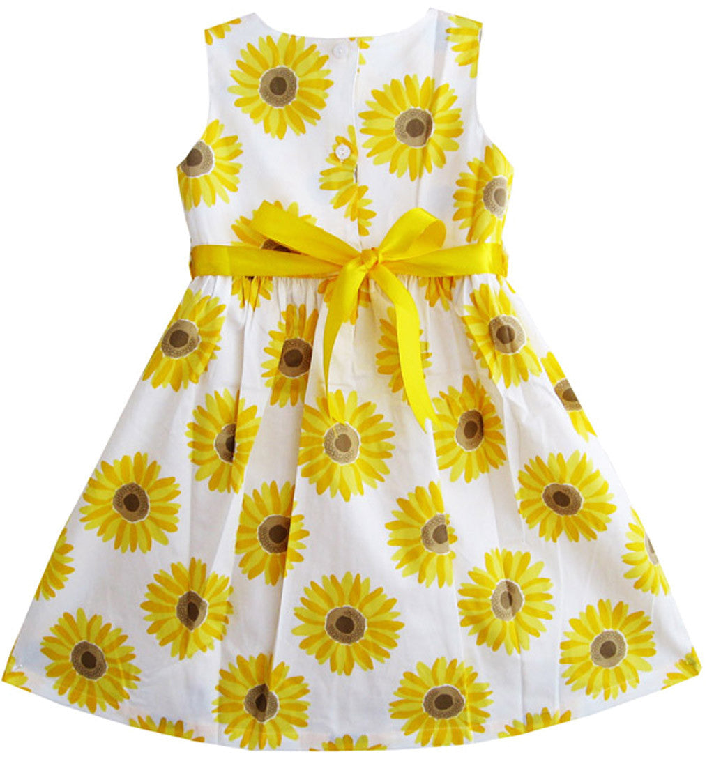 Girls Dress Yellow Sunflower School Party Size 2-10 Years