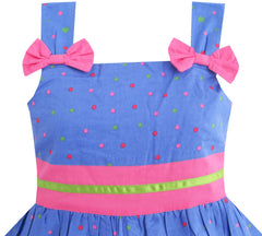 Girls Dress Blue Bug Pink Dot Size 2-8 Years