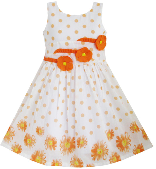 Girls Dress Orange 3 Sunflower Party Birthday Size 6-14 Years