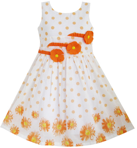 Girls Dress Orange 3 Sunflower Party Birthday Size 6-14 Years