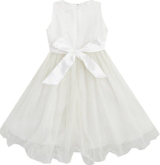 Girls Dress Flower Bridesmaid Wedding Pageant Tulle Pearl Size 2-10 Years