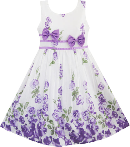 Sunny Fashion Girls Elegant Bow A-Line Dress