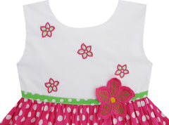 Girls Dress Pink Dot Flower Embroidered Size 2-6 Years