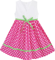 Girls Dress Pink Dot Flower Embroidered Size 2-6 Years