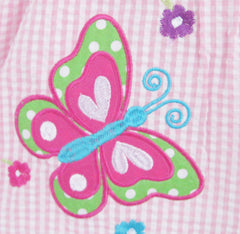 Girls Dress Pink Tartan Butterfly Embroidered Tank Size 12M-5 Years