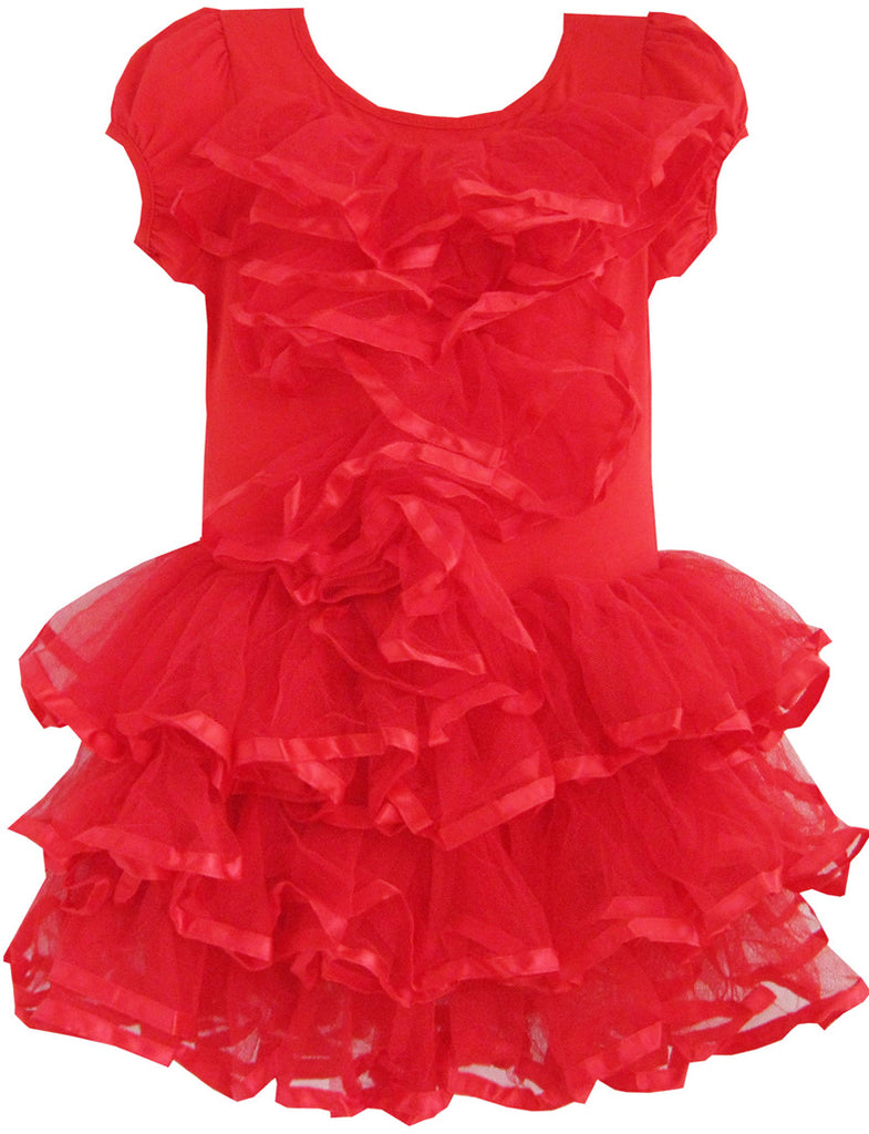 Girls Dress Red Tulle Tutu Dancing Party Kids Size 2-6 Years
