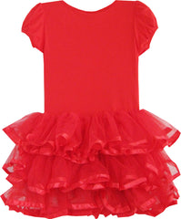 Girls Dress Red Tulle Tutu Dancing Party Kids Size 2-6 Years