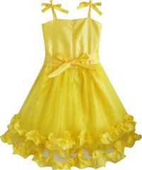 Girls Dress Yellow Shinning Sequins Wedding Party Pageant Size 4-10 Years