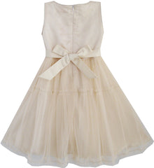 Girls Dress Shinning Sequins Beige Tulle Layers Wedding Pageant Size 2-10 Years