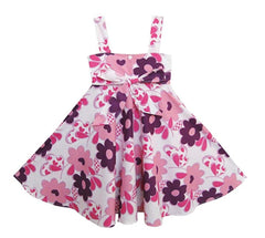 Girls Dress Pink Tank Flower Bow Tie Beach Sundress Child Size 3-7 Years